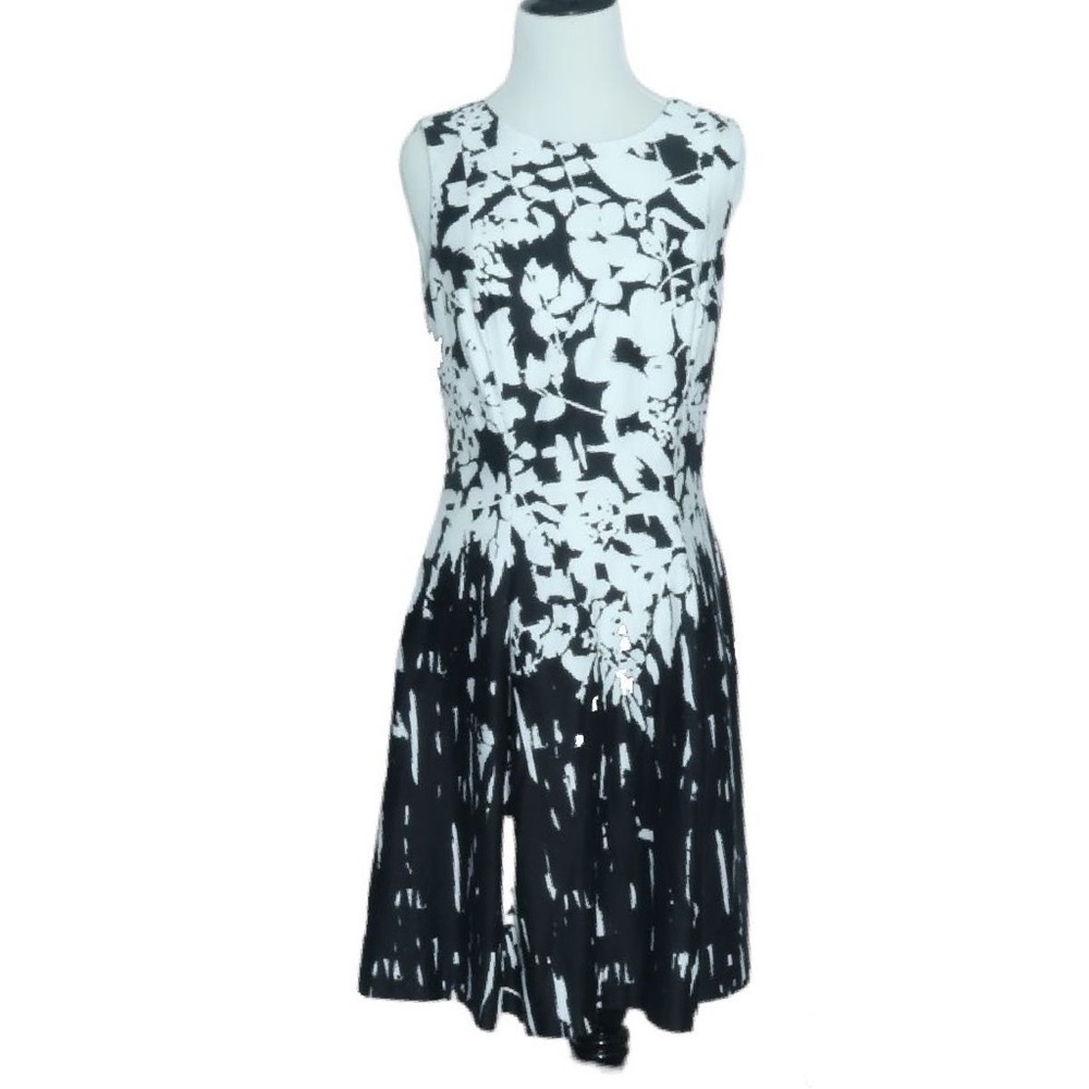 Lauren Ralph Floral Dress Black and White Size 8 EUC